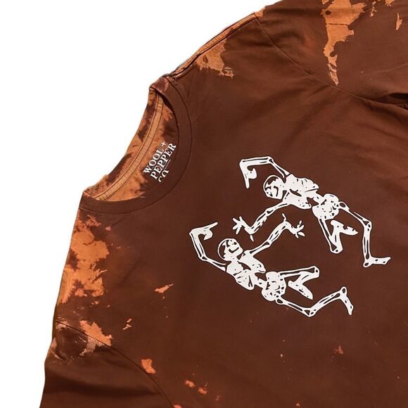 NWT Wool + Pepper Co. Tie Dye Dancing Skeletons Boxy Boyfriend Tee - Picture 2 of 4